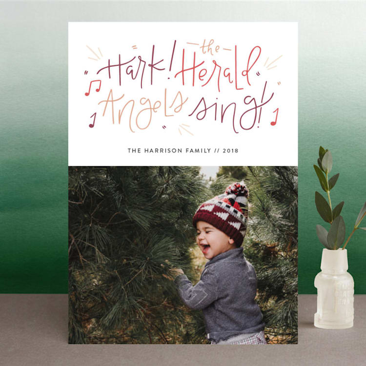 "Hark! the herald angels sing" - Retired Holiday Cards in Berry by Olivia Goree - Front