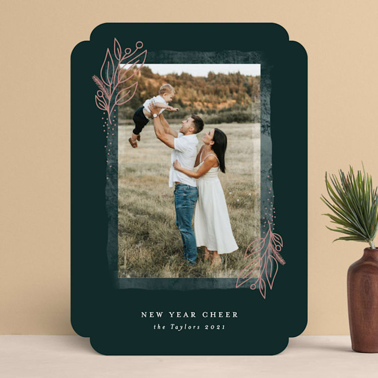 "Frosted Frame" - Retired Holiday Cards in Evergreen by Lehan Veenker - Front