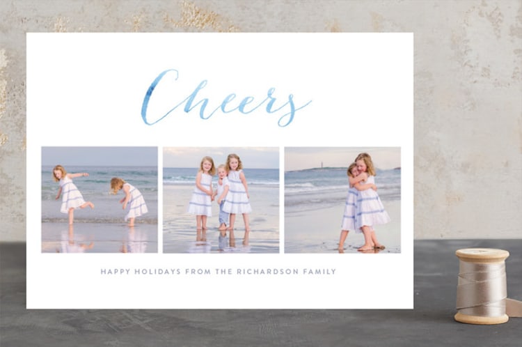 "Joyful Holidays" - Retired Holiday Cards in Sky Blue by Roopali - Front