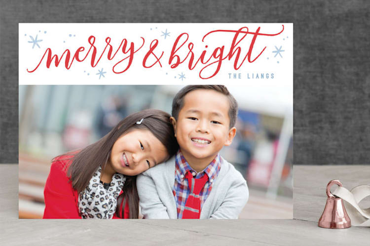 "Merry & Bright Fun" - Retired Holiday Cards in Red Berry by Hooray Creative - Front