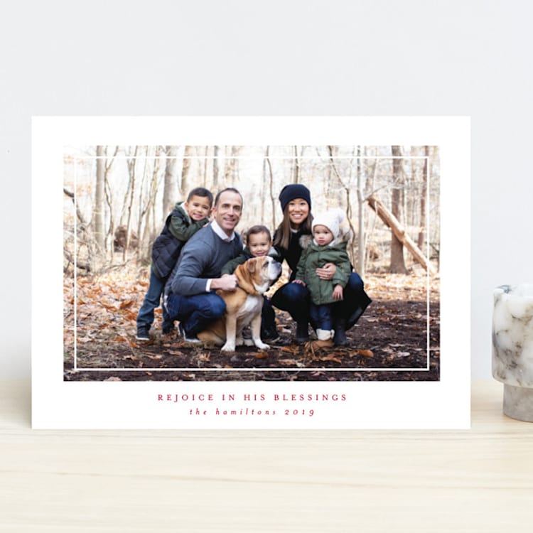 "His Blessings" - Retired Holiday Cards in Winter Berry by Lehan Veenker - Front