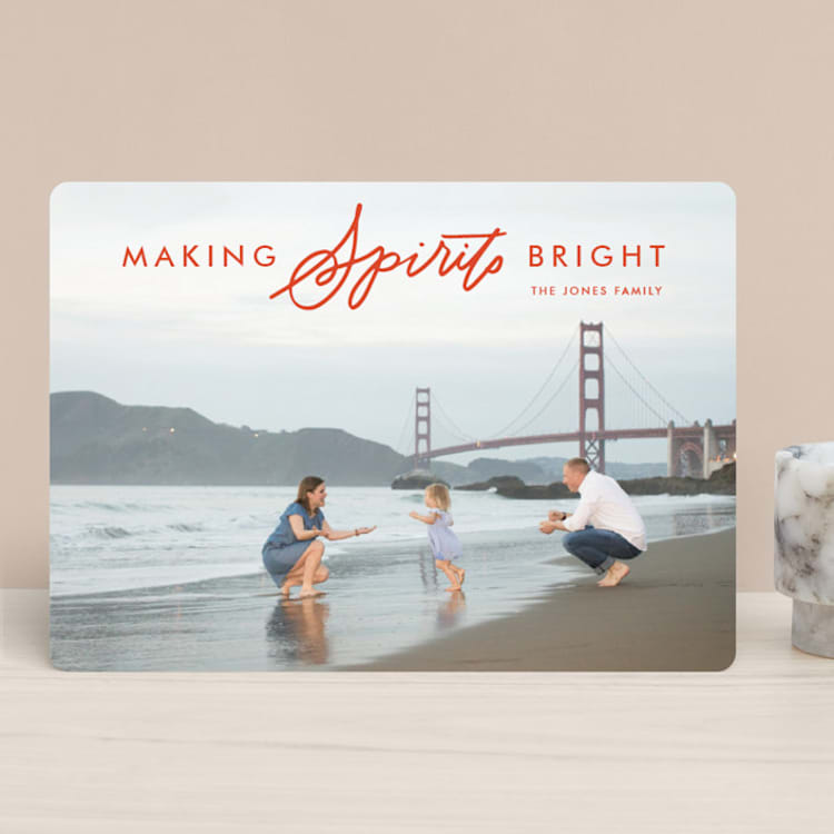 "Making Bright Spirits" - Retired Holiday Cards in Berry by Alaina Cherup - Front