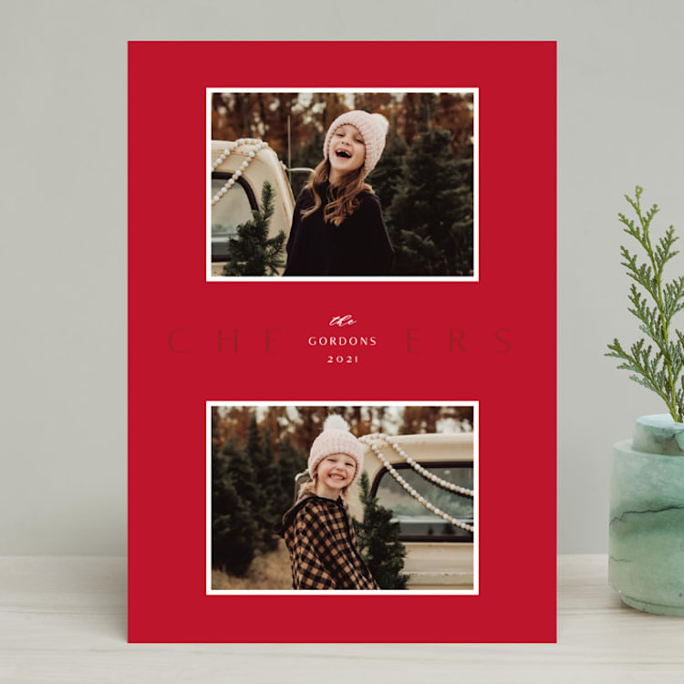 "Joyful Snapshots" - Retired Holiday Cards in Cardinal by Roxy Cervantes - Front