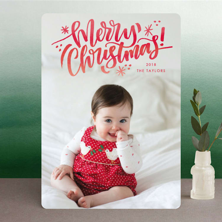 "Brushed Merriment" - Retired Holiday Cards in Lipstick by Makewells - Front