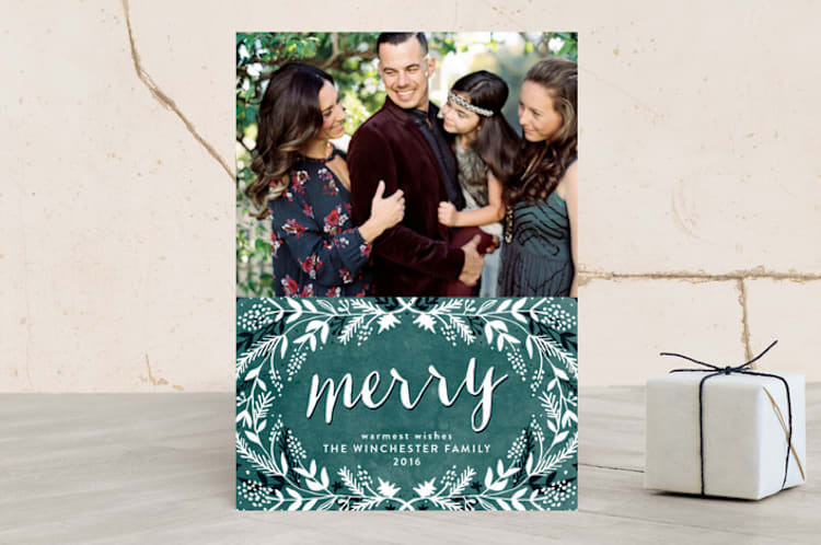 "merry foliage" - Retired Holiday Cards in PETROL by Bonjour Paper - Front