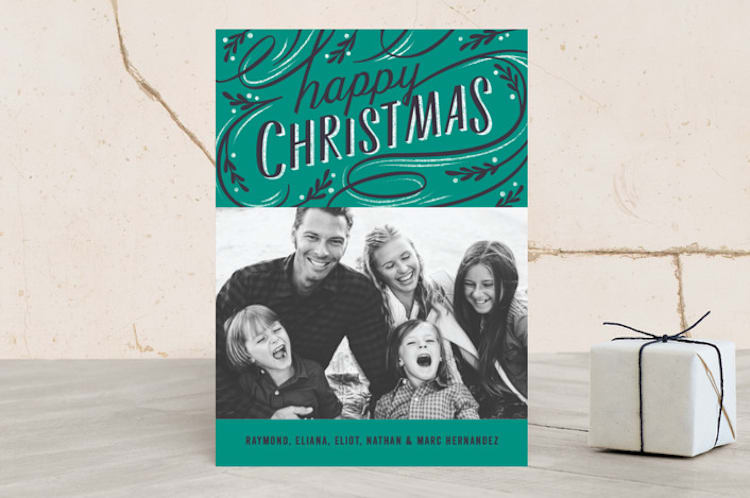 "So Happy" - Retired Holiday Cards in Evergreen by Rebecca Daublin - Front