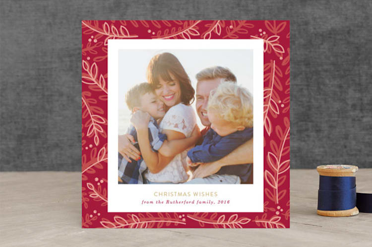 "Love, Faith, Peace" - Retired Holiday Cards in Berry by Anelle Mostert - Front