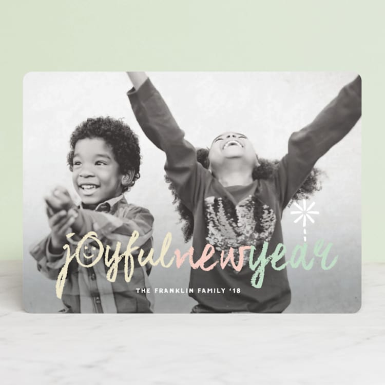 "Peace Love Joy Hope Symbols" - Retired Holiday Cards in Cotton Candy by fatfatin - Front