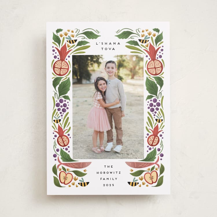 "Bountiful Sweetness" - Rosh Hashanah Cards in Green Apple by Grae - Front