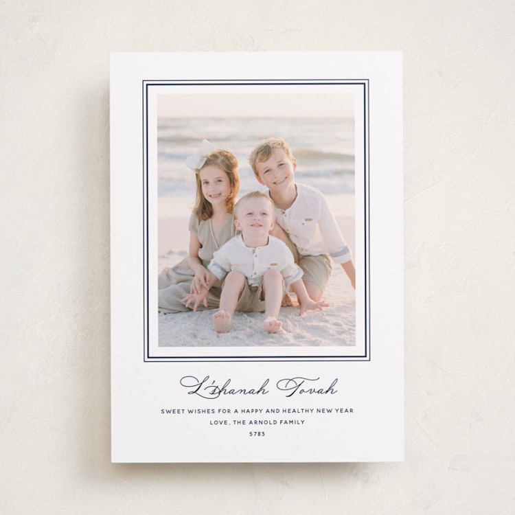 "Lake" - Rosh Hashanah Cards in Navy by Annie Shapiro - Front