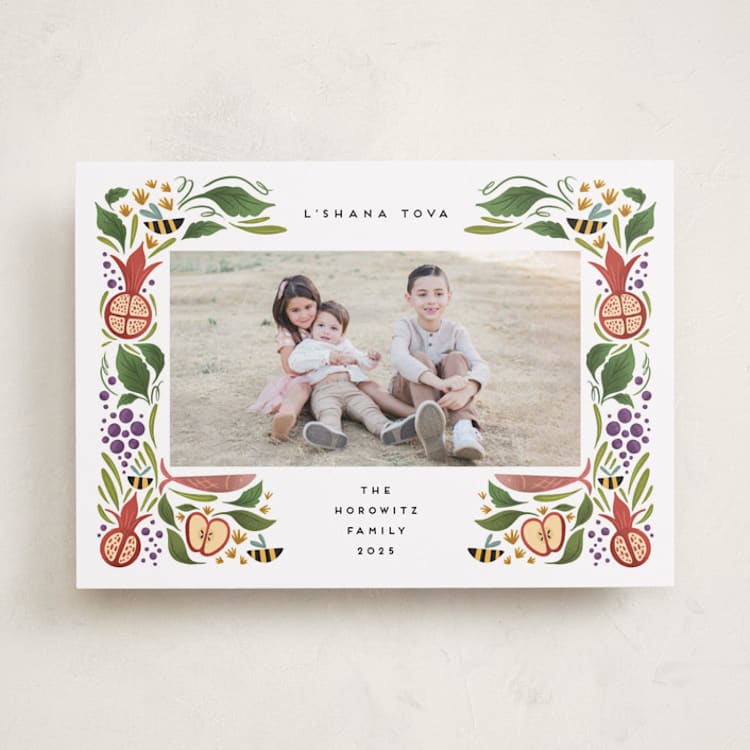 "Bountiful Sweetness" - Rosh Hashanah Cards in Green Apple by Grae - Front