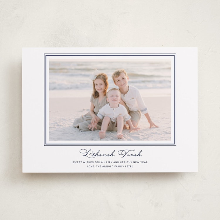 "Lake" - Rosh Hashanah Cards in Navy by Annie Shapiro - Front