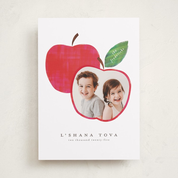 "Shana Tova Apple" - Rosh Hashanah Cards in Honeycrisp by Jackie Crawford - Front