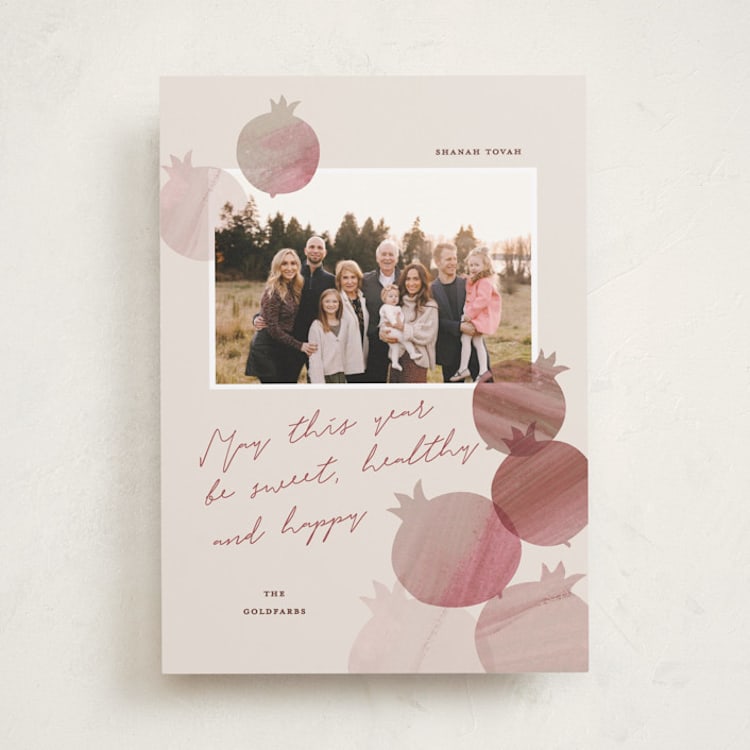 "Sweet Year" - Rosh Hashanah Cards in Peach by Pati Cascino - Front
