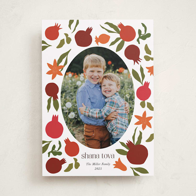 "New Year Pomegranates" - Rosh Hashanah Cards in Pomegranate by Becky Nimoy - Front