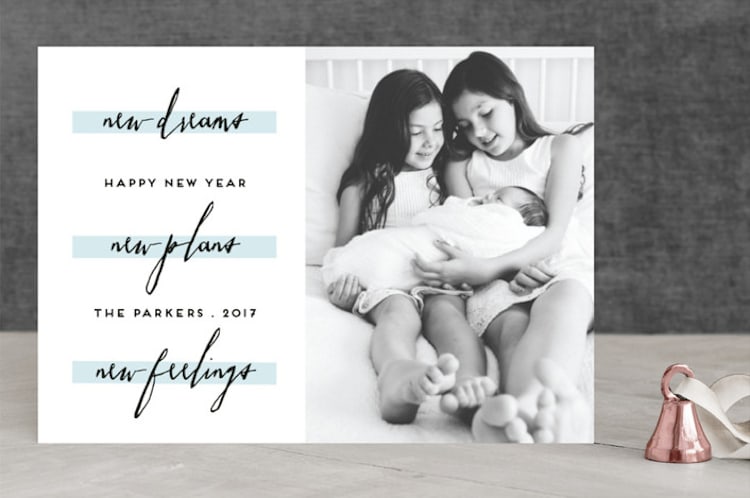 "new year new plans" - Retired Holiday Cards in Icy Blue by Anupama - Front