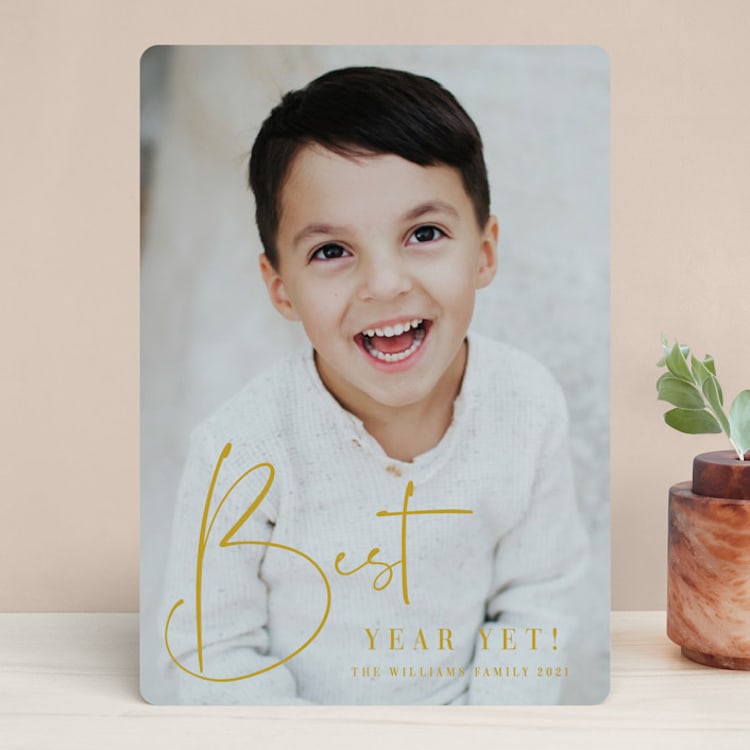 "One of the Best Years Yet" - Retired Holiday Cards in Butterscotch by Kristel - Front