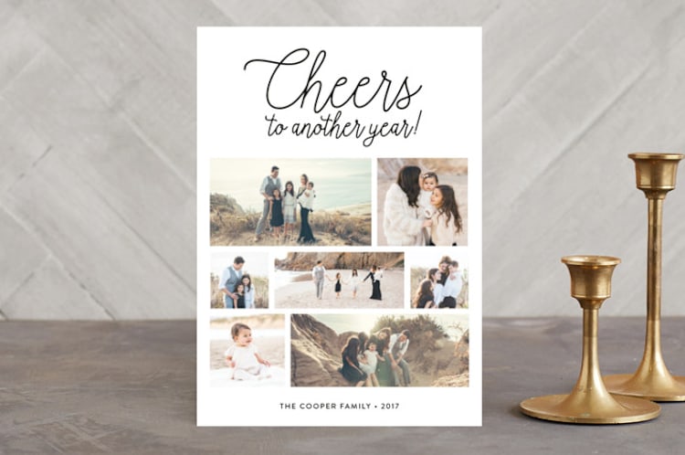 "Cheers to Another Year" - Retired Holiday Cards in Midnight by Christine Taylor - Front