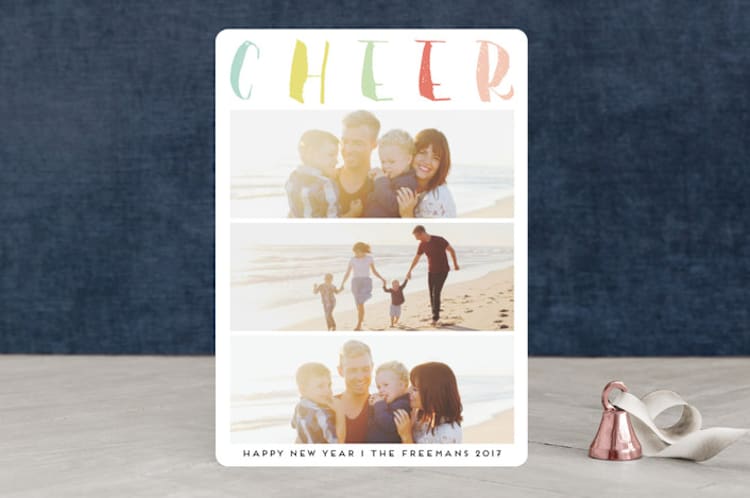 "Stacked Cheer" - Retired Holiday Cards in Rainbow by silverscreen studio - Front
