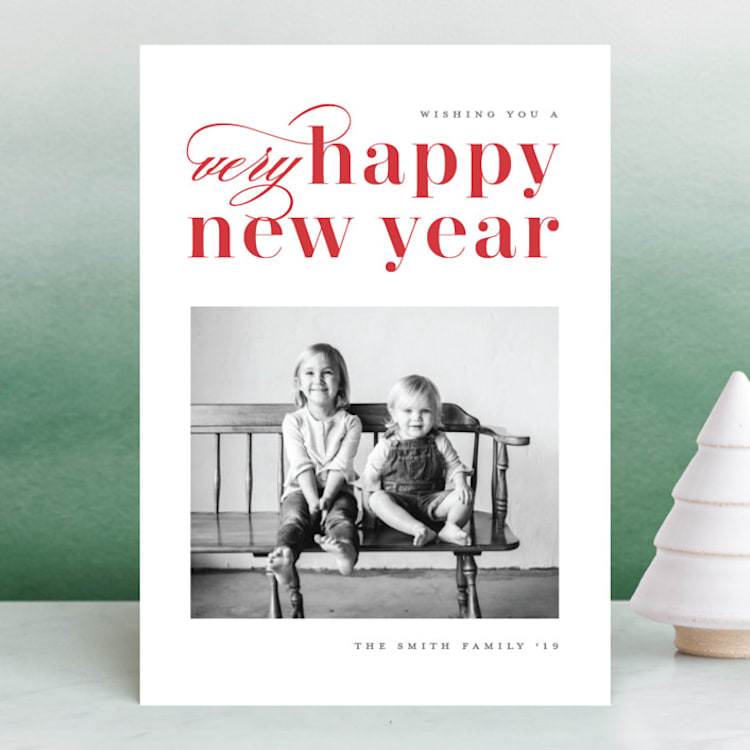 "Very Script" - Retired Holiday Cards in Berry by Michelle Taylor - Front