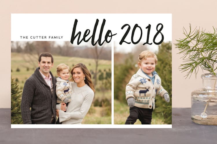 "hello new year!" - Retired Holiday Cards in Ink by Molly Wiggins - Front