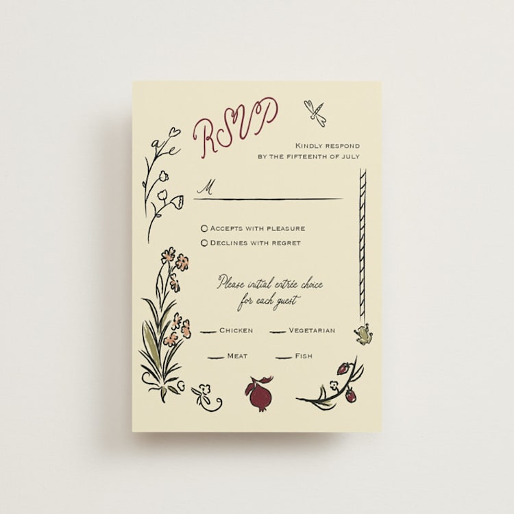 "Love Rests in a Garden" - RSVP Postcards in Pomegranate by Helena Vitto - Front