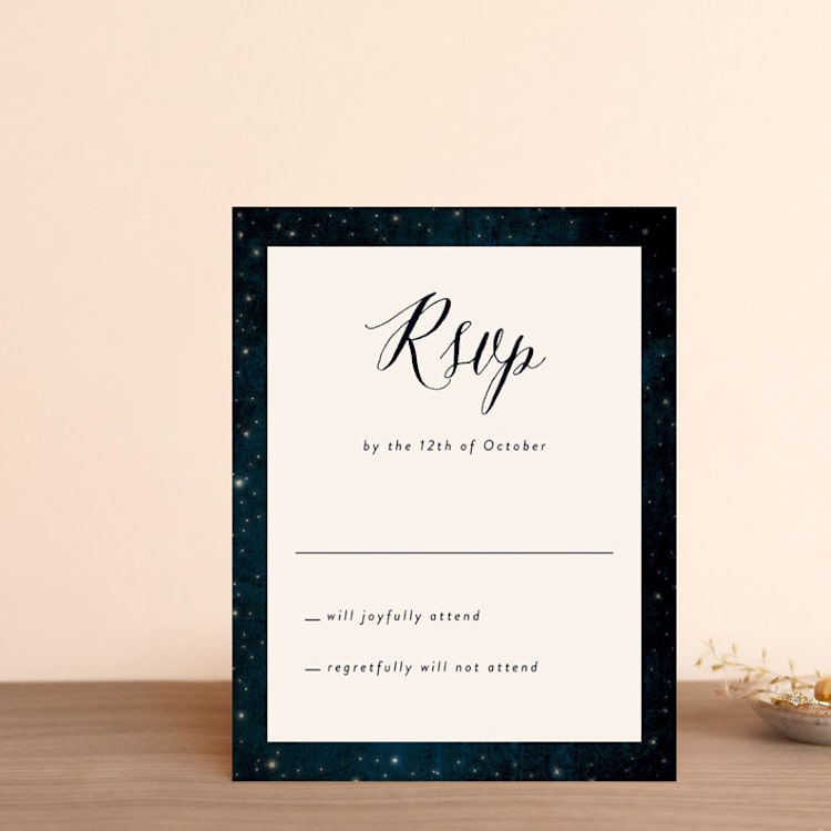 "Outside" - RSVP Postcards in Navy by Rebecca Bowen - Front