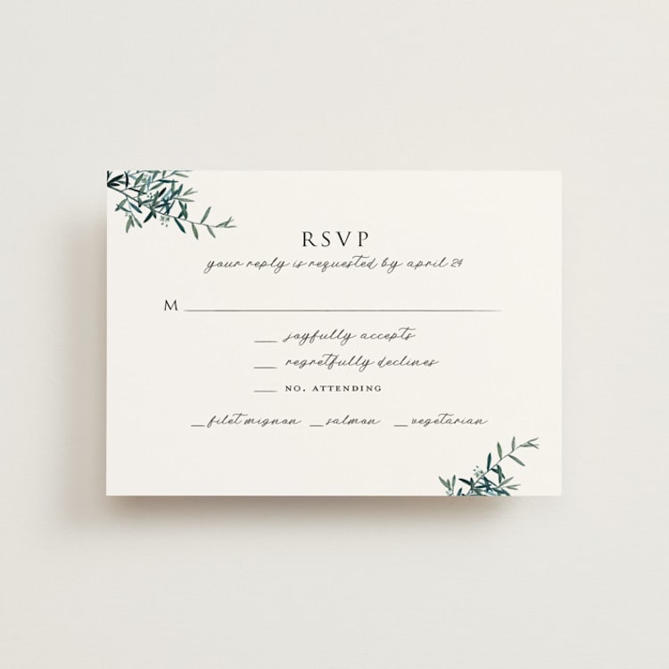 "Fresh Sage" - RSVP Postcards in Olive by Christie Kelly - Front