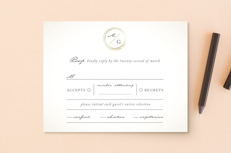 "Monogram Circle Stamp" - RSVP Postcards in Antique White by fatfatin - Front