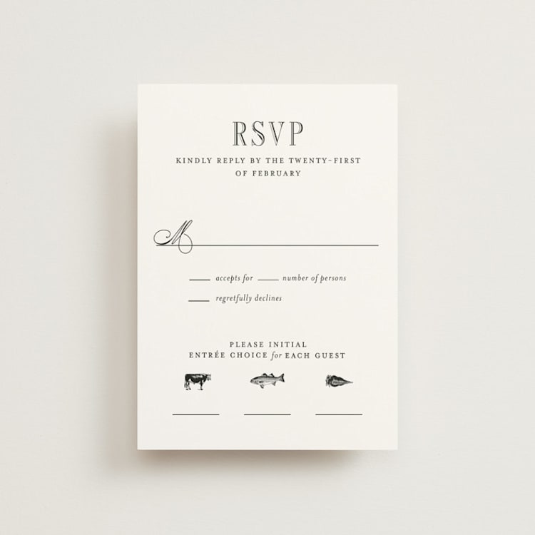 "Hepburn" - RSVP Postcards in Tuxedo by Megan Davis - Front