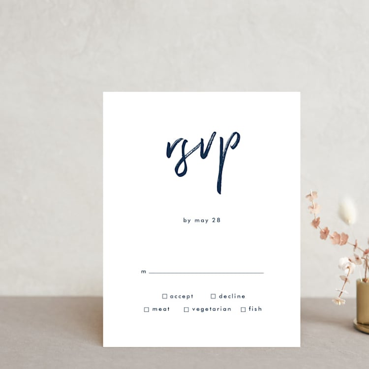 "Funky Names" - RSVP Postcards in Navy by Phrosné Barwood - Front
