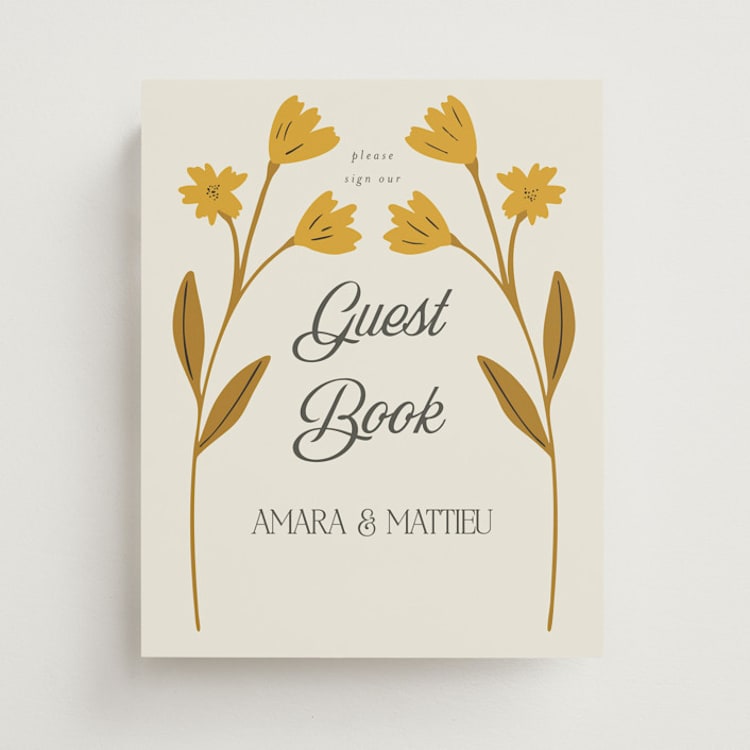"Vintage Wildflowers" - Reception Signs in Yolk by Morgan Kendall - Front