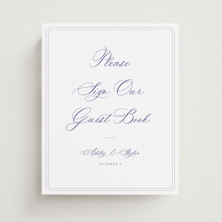 "watercolor flowers crest" - Reception Signs in Dusty Blue by Cass Loh - Front