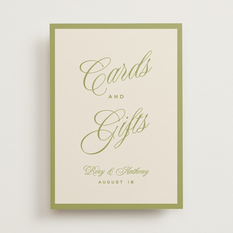 "rory" - Reception Signs in Olive by Ellen Schlegelmilch - Front