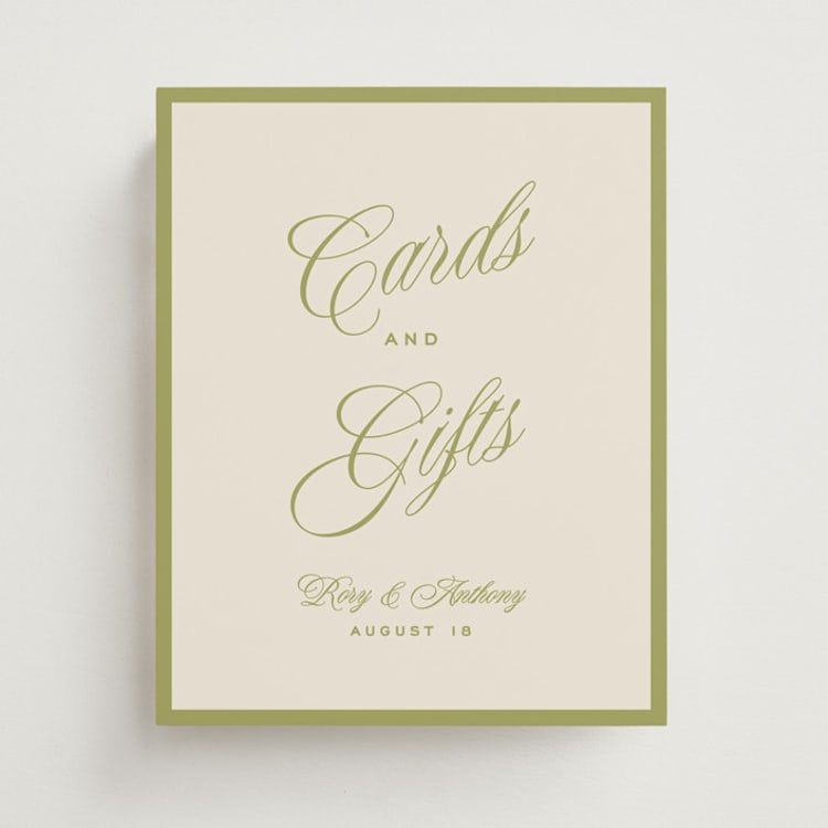 "rory" - Reception Signs in Olive by Ellen Schlegelmilch - Front