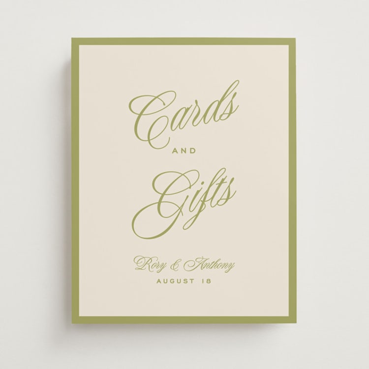 "rory" - Reception Signs in Olive by Ellen Schlegelmilch - Front
