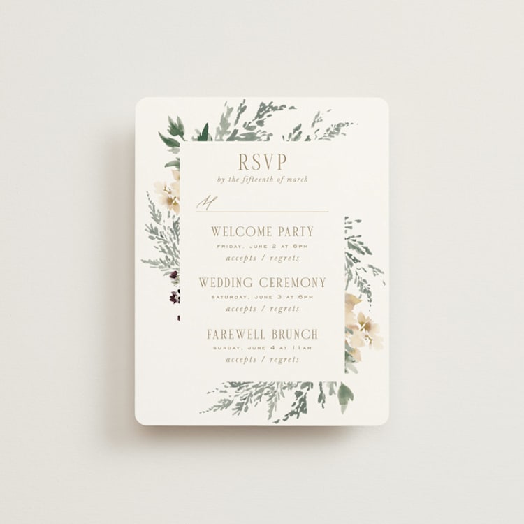 "Sprigs of Joy" - Multi-Event RSVP Cards in Pearl by Leah Bisch - Front