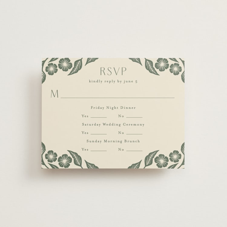 "Floral Diamond" - Multi-Event RSVP Cards in Eucalyptus by Katharine Watson - Front