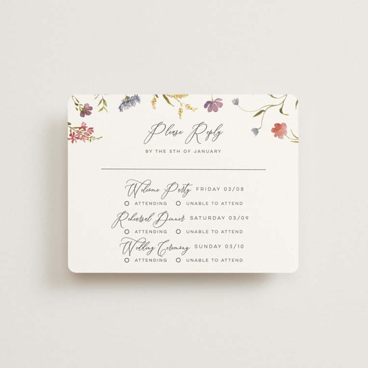 "Untied" - Multi-Event RSVP Cards in Sherbert by Erin Hodges - Front