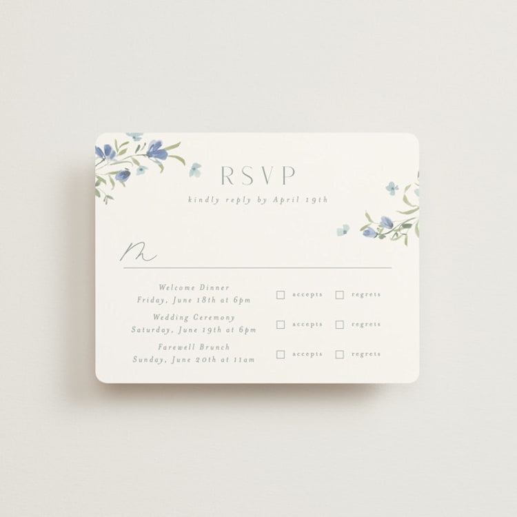 "Sweeping Meadow" - Multi-Event RSVP Cards in Aquamarine by Everett Paper Goods - Front