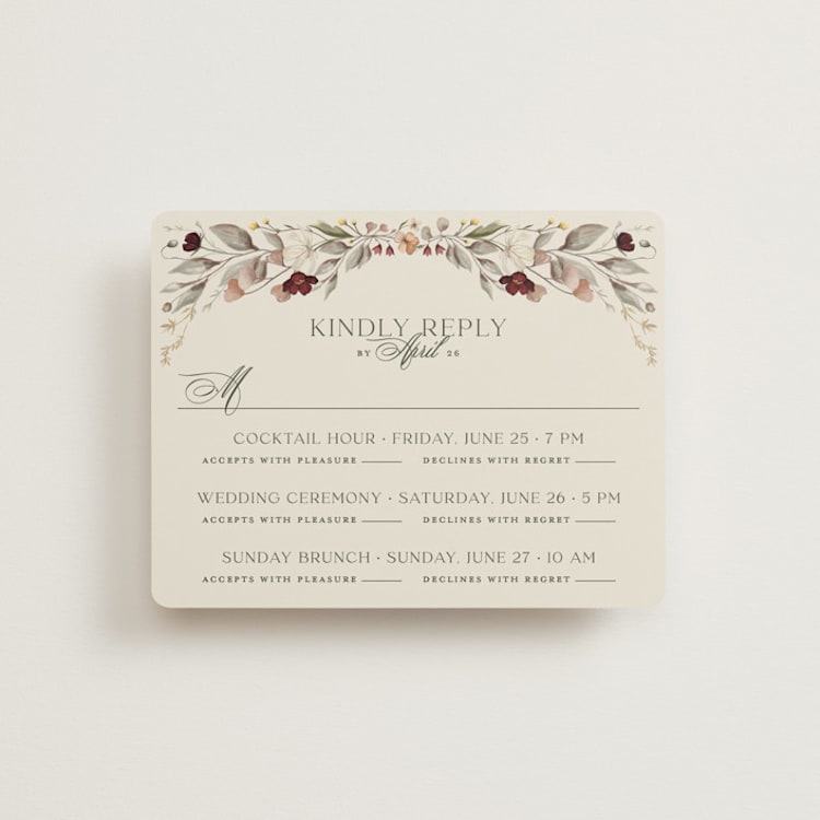 "fleur sauvage" - Multi-Event RSVP Cards in Vert by Erin Deegan - Front
