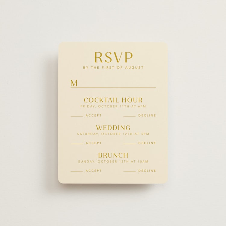 "Swoop" - Multi-Event RSVP Cards in Marigold by Stacey Day - Front