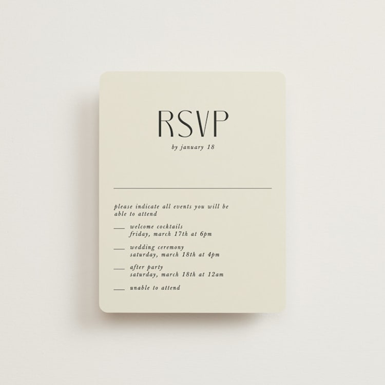 "Commonwealth" - Multi-Event RSVP Cards in Ecru by That Girl Press - Front