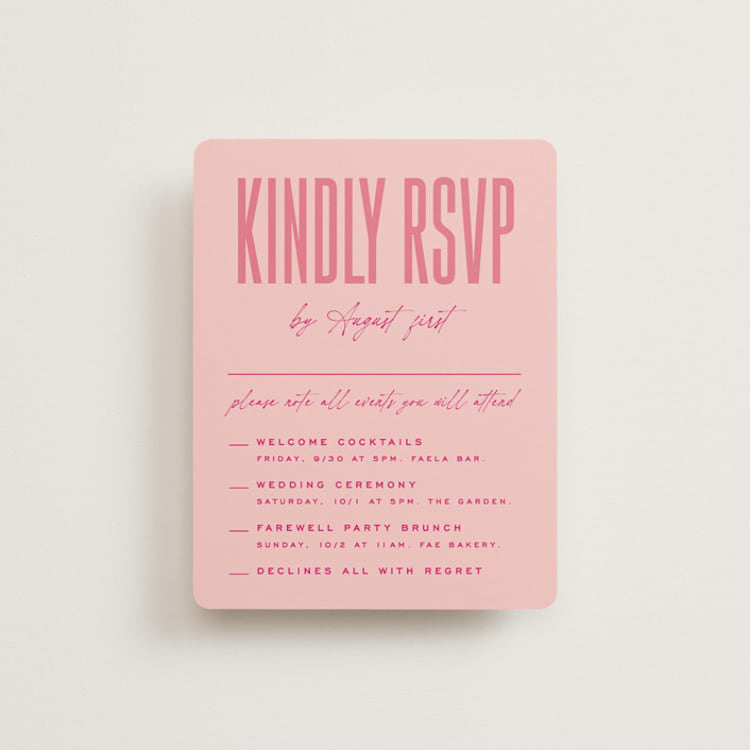 "Pop Romance" - Multi-Event RSVP Cards in Fruit Punch by Ashley DeMeyere - Front