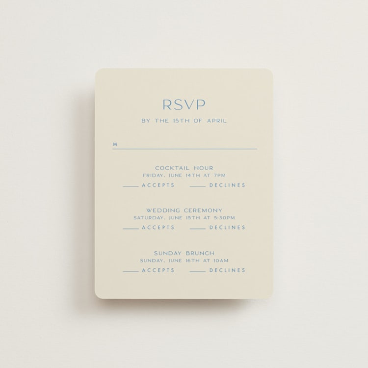 "Brooklyn" - Multi-Event RSVP Cards in Cerulean by Ellen Schlegelmilch - Front