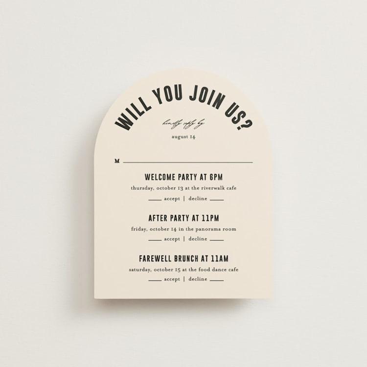 "Spin" - Multi-Event RSVP Cards in Cream by Pixel and Hank - Front