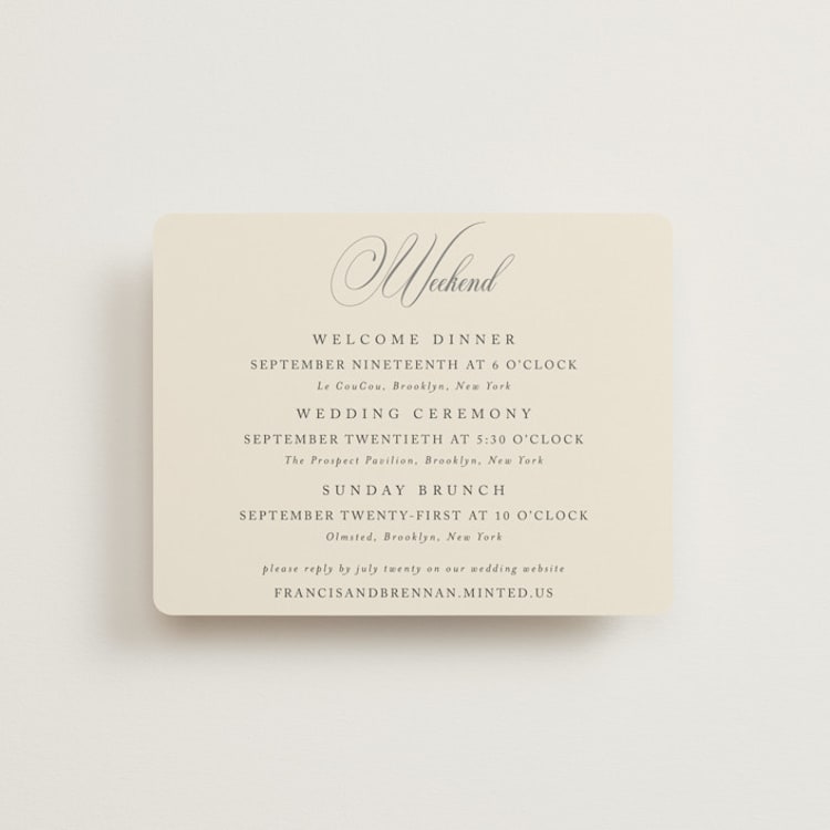 "Wonderful Tonight" - Multi-Event RSVP Cards in Oreo Creme by Design Lotus - Front