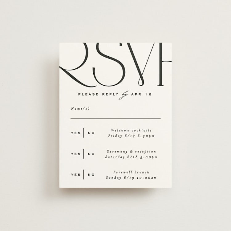 "Numerical" - Multi-Event RSVP Cards in Lily by Owl and Toad - Front
