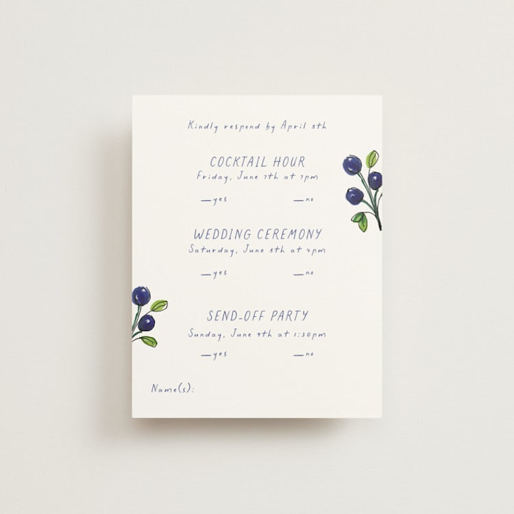 "Blue Bells" - Multi-Event RSVP Cards in Cornflower by Mere Paper - Front