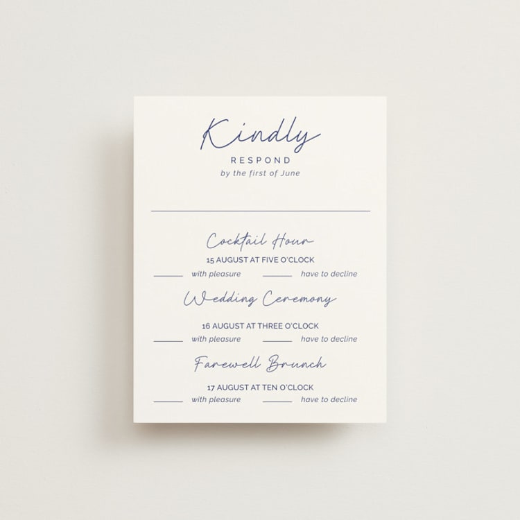 "Santorini" - Multi-Event RSVP Cards in Cerulean by Zani van Zyl - Front